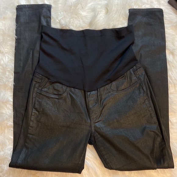 Paige Denim Black Wax Coated Maternity Jeans Sz 30 - Picture 2 of 7